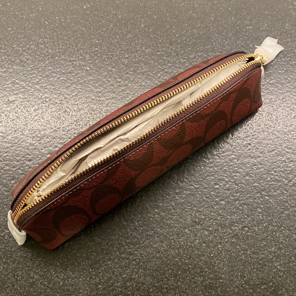 NWT COACH Signature Canvas Notebook and Pencil Case Bundle Oxblood Gold Hardware - Picture 10 of 14